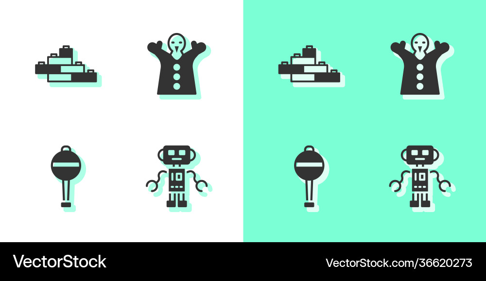 Set robot toy building block bricks rattle Set robot toy building block bricks rattle Vector Image