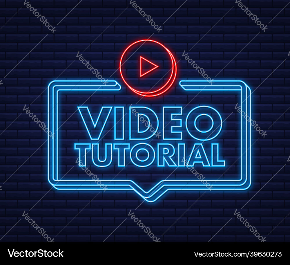 Video-Tutorials Neon-Icon-Studie und Lernen Video-Tutorials Neon-Icon-Studie und Lernen vektorbild