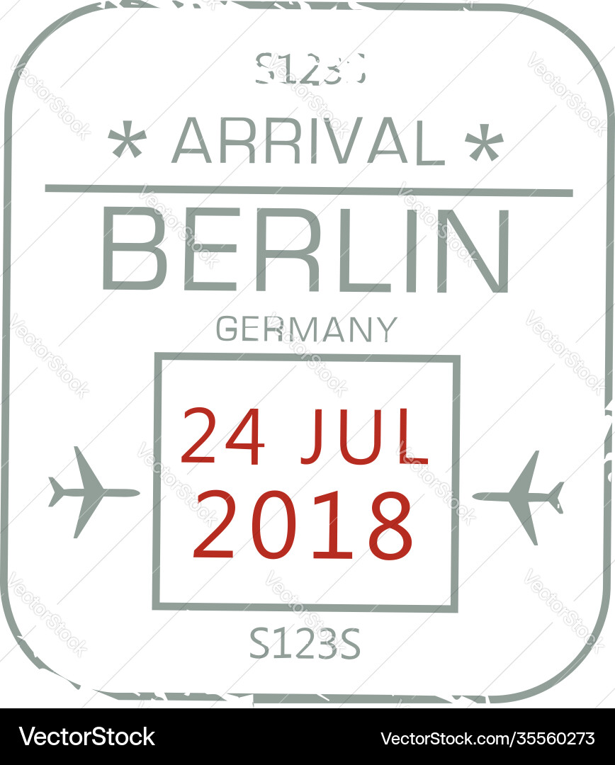 Visa stamp isolated berlin international airport Visa stamp isolated berlin international airport vector image