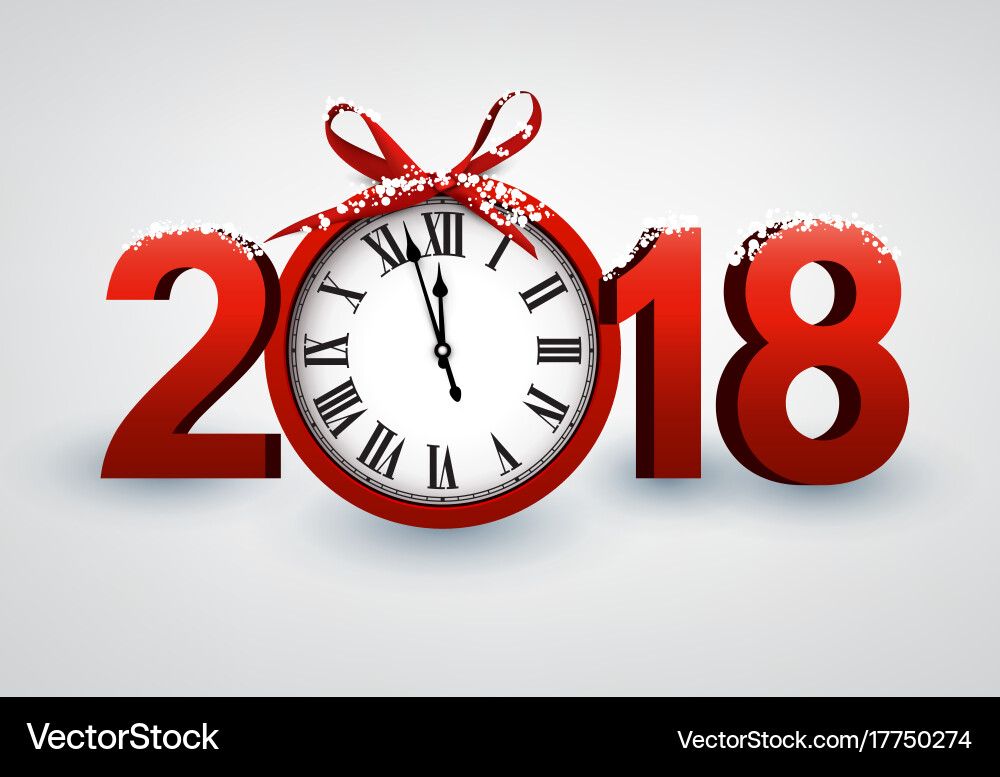 2018 new year background with clock vector image