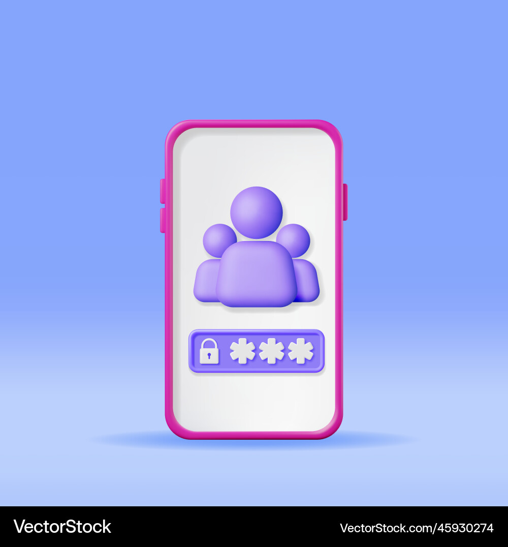 3d user login form page in smartphone Vector Image
