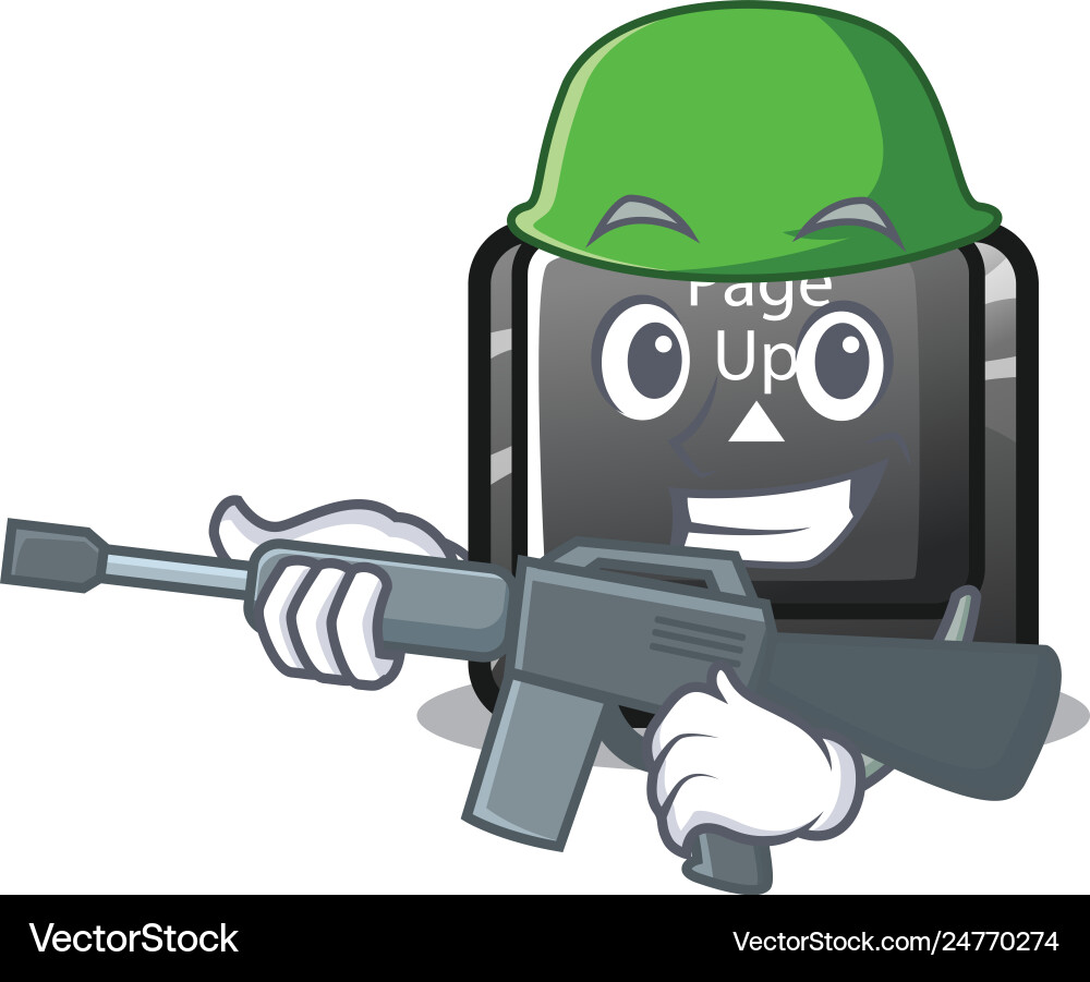 Army button page up shape in cartoon Army button page up shape in cartoon Vector Image