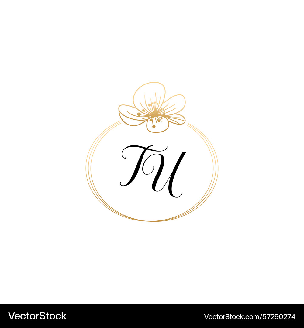 Botanical monogram logos with initial tu Vector Image
