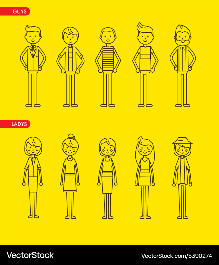 Casual set characters for use in design vector image