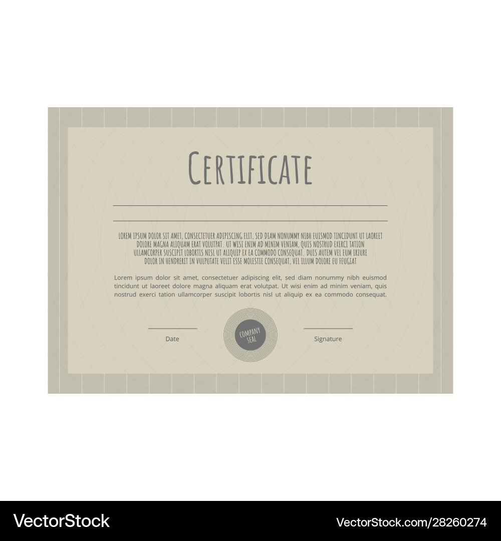 Certificate template with frame and seal Vector Image