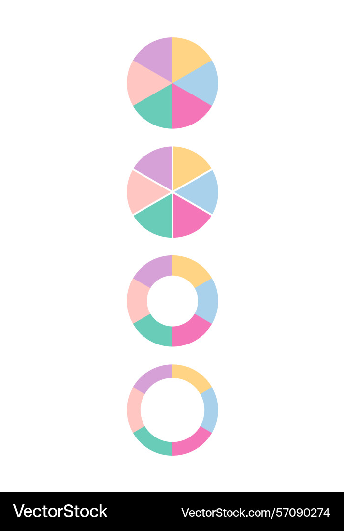 Colored circle and ring graph with six segments Vector Image