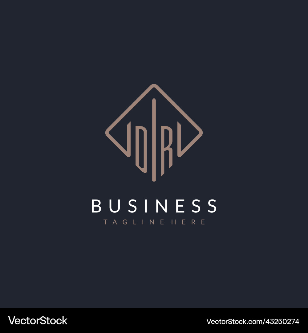 Dr initial logo with curved rectangle style design Dr initial logo with curved rectangle style design Vector Image