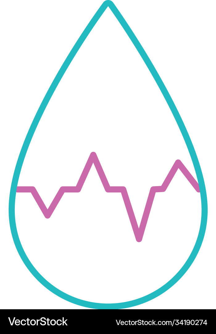 Drop with pulse waves icon line style Vector Image