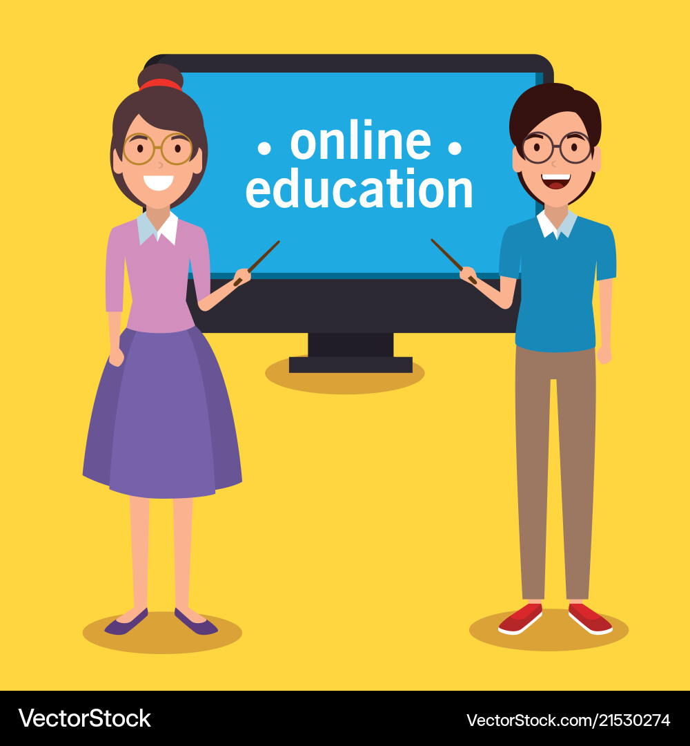 Education on line with desktop display Vector Image