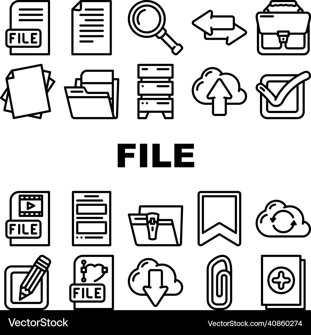 File computer digital document icons set File computer digital document icons set vector image