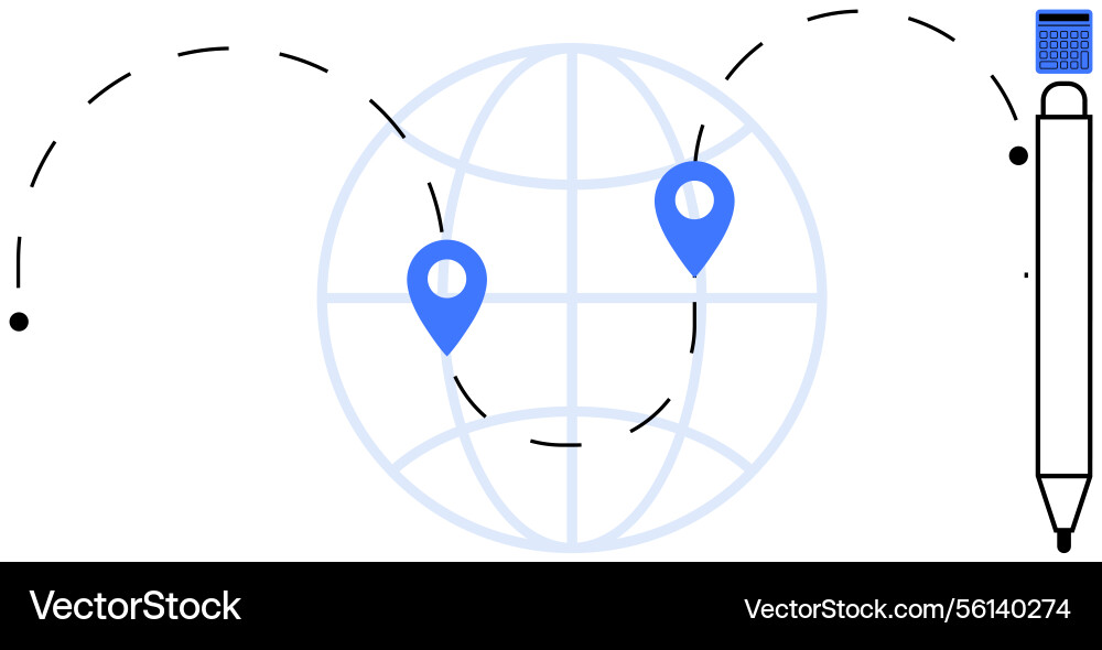 Global connection and geographical points with pen Global connection and geographical points with pen vector image