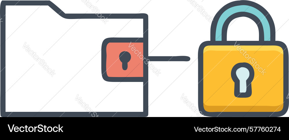 Locked folder icon secure digital file storage vector image