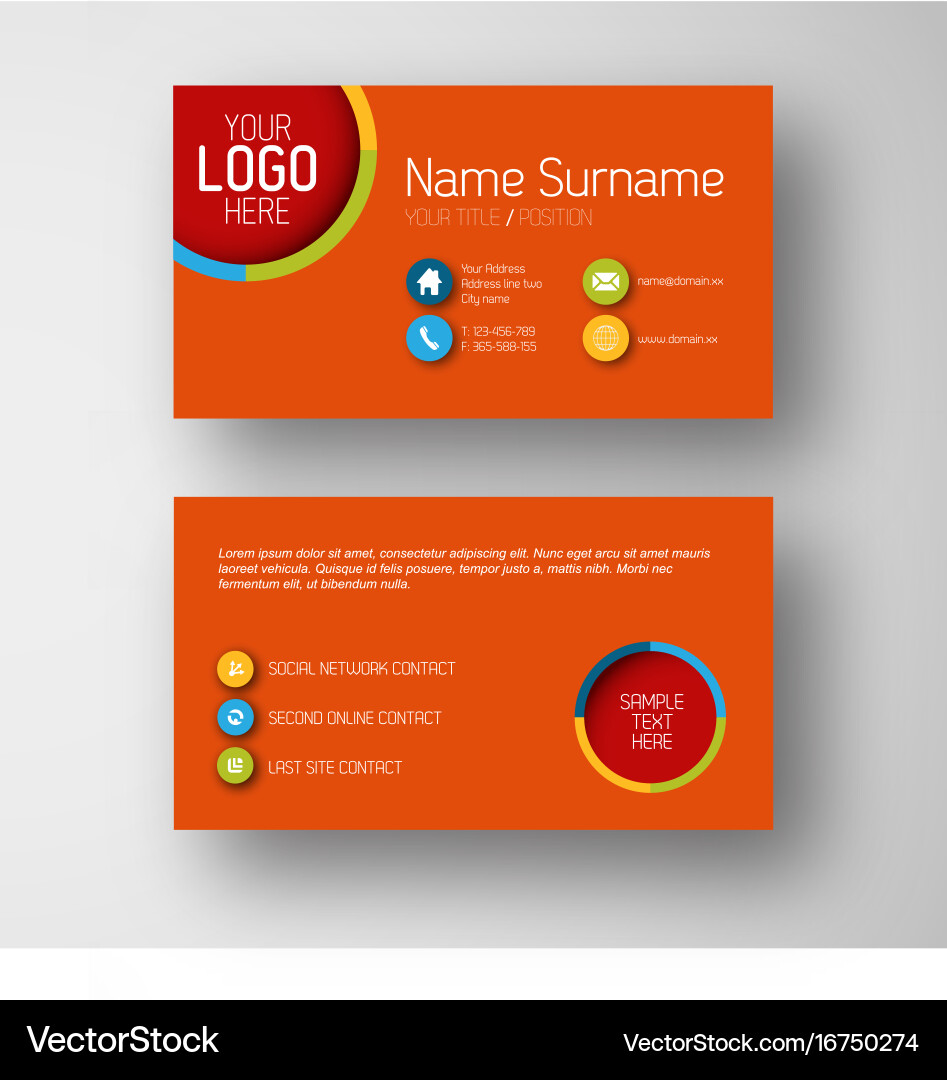 Modern red business card template with flat user Vector Image