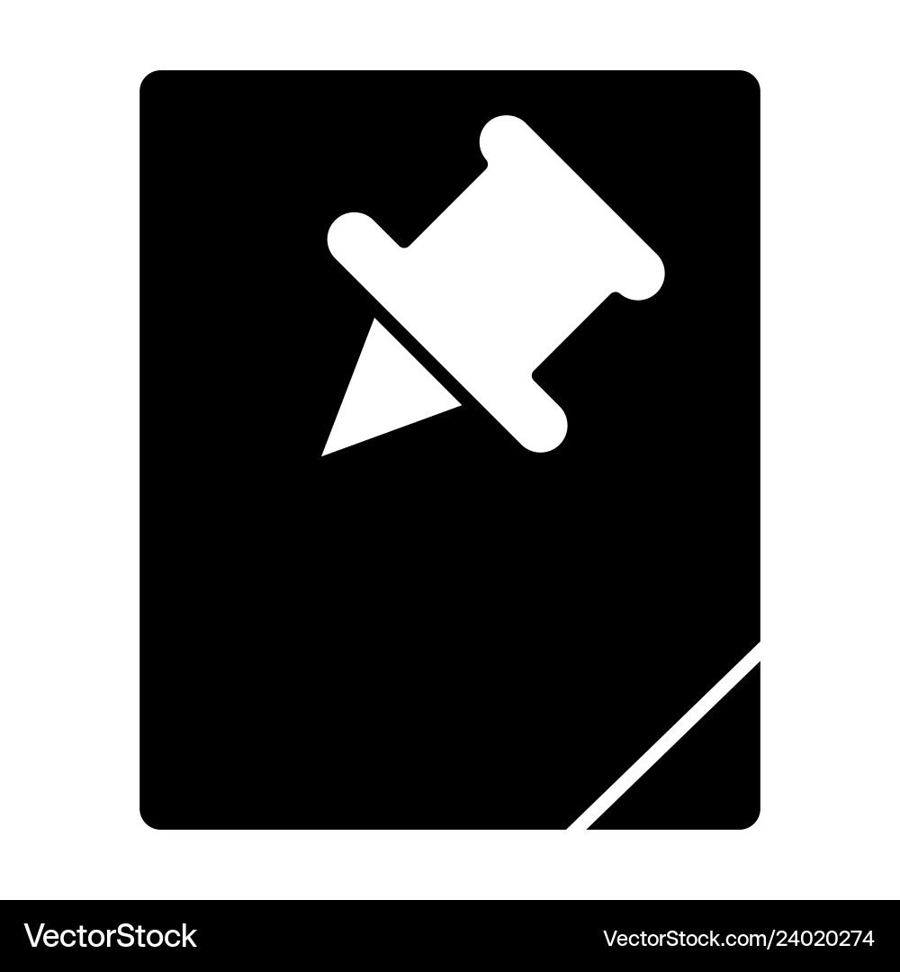 Paper and pin solid icon note with push Vector Image