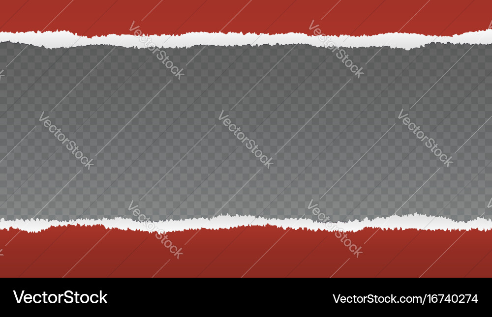 Realistic red torn open paper with space for text vector image