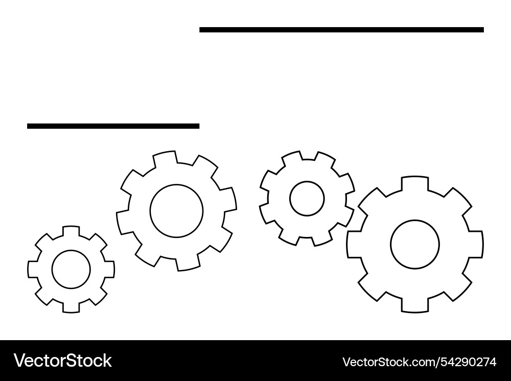 Three interlocking gears of varying sizes Vector Image