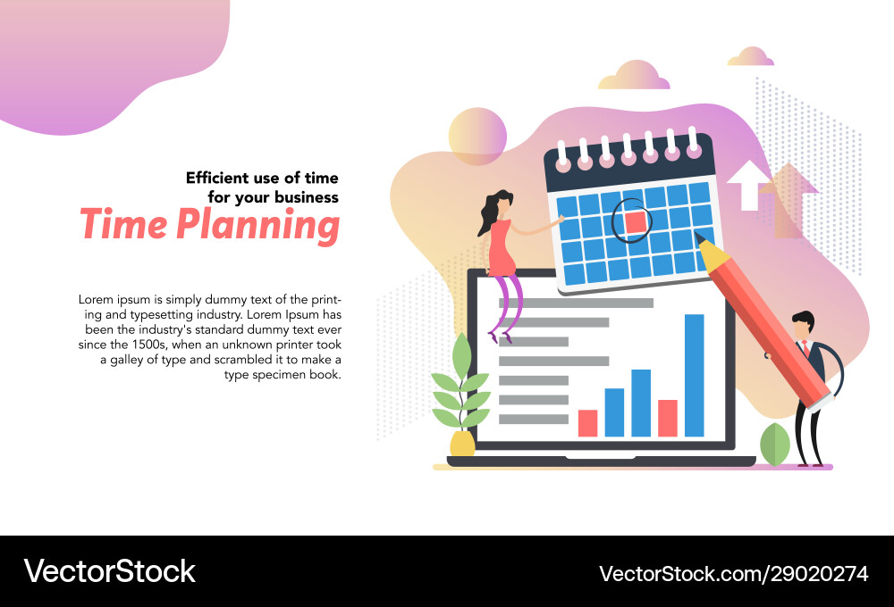 Web header template time planning in flat vector image