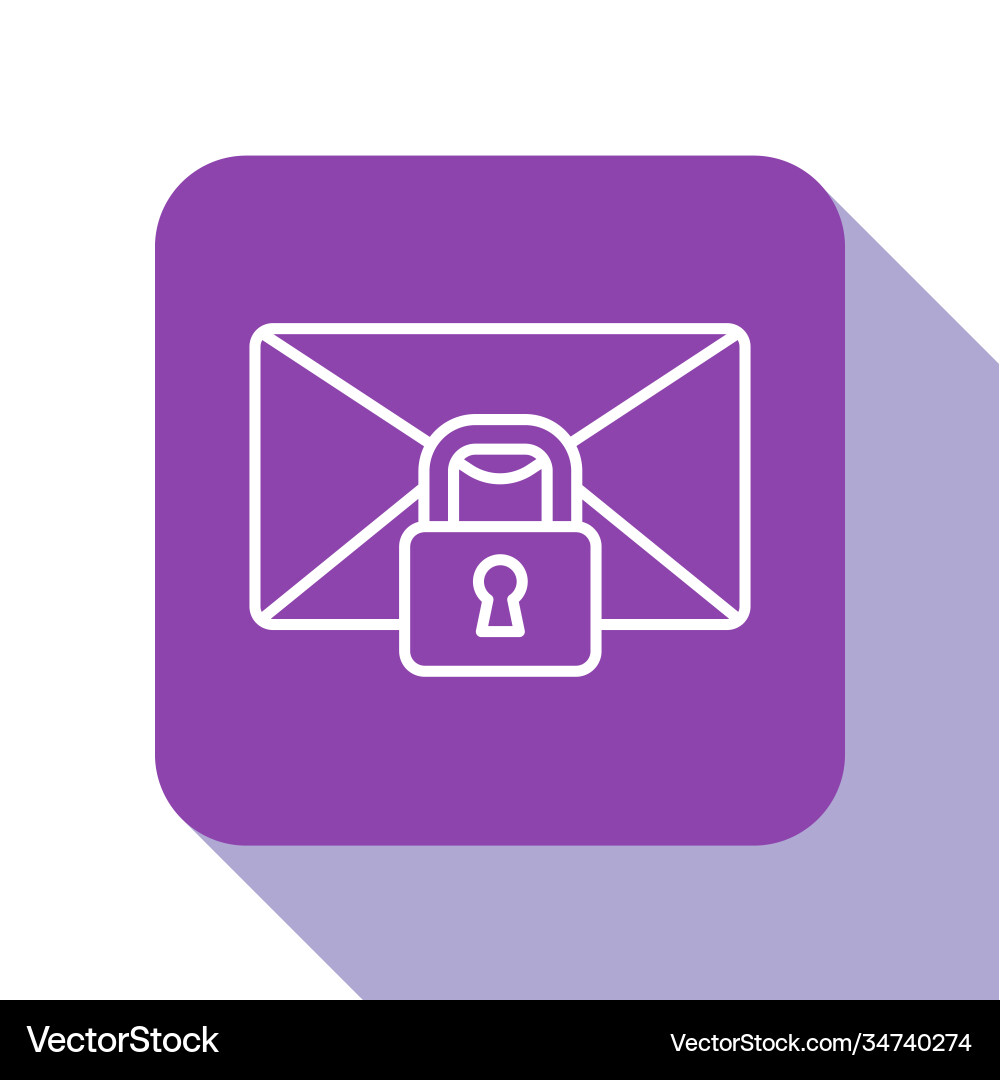 White line mail message lock password icon White line mail message lock password icon vector image
