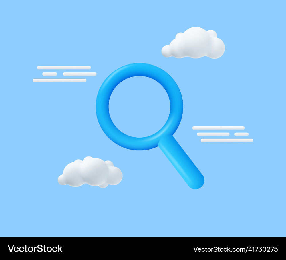 3d rendering search icon with cloud 3d rendering search icon with cloud vector image