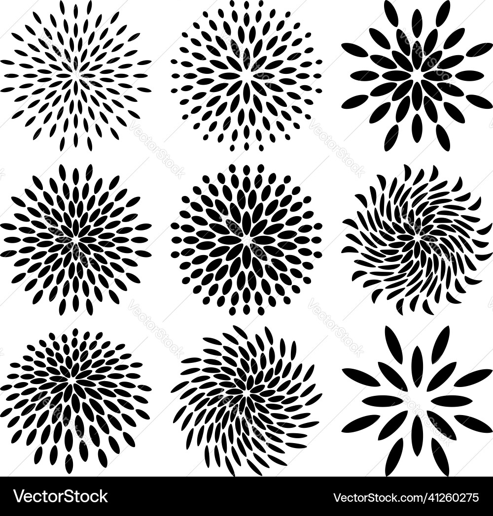Abstract flowers set Royalty Free Vector Image