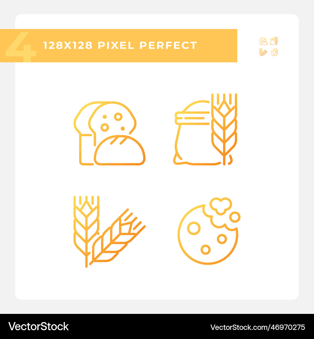 Bakery and bread pixel perfect gradient linear vector image
