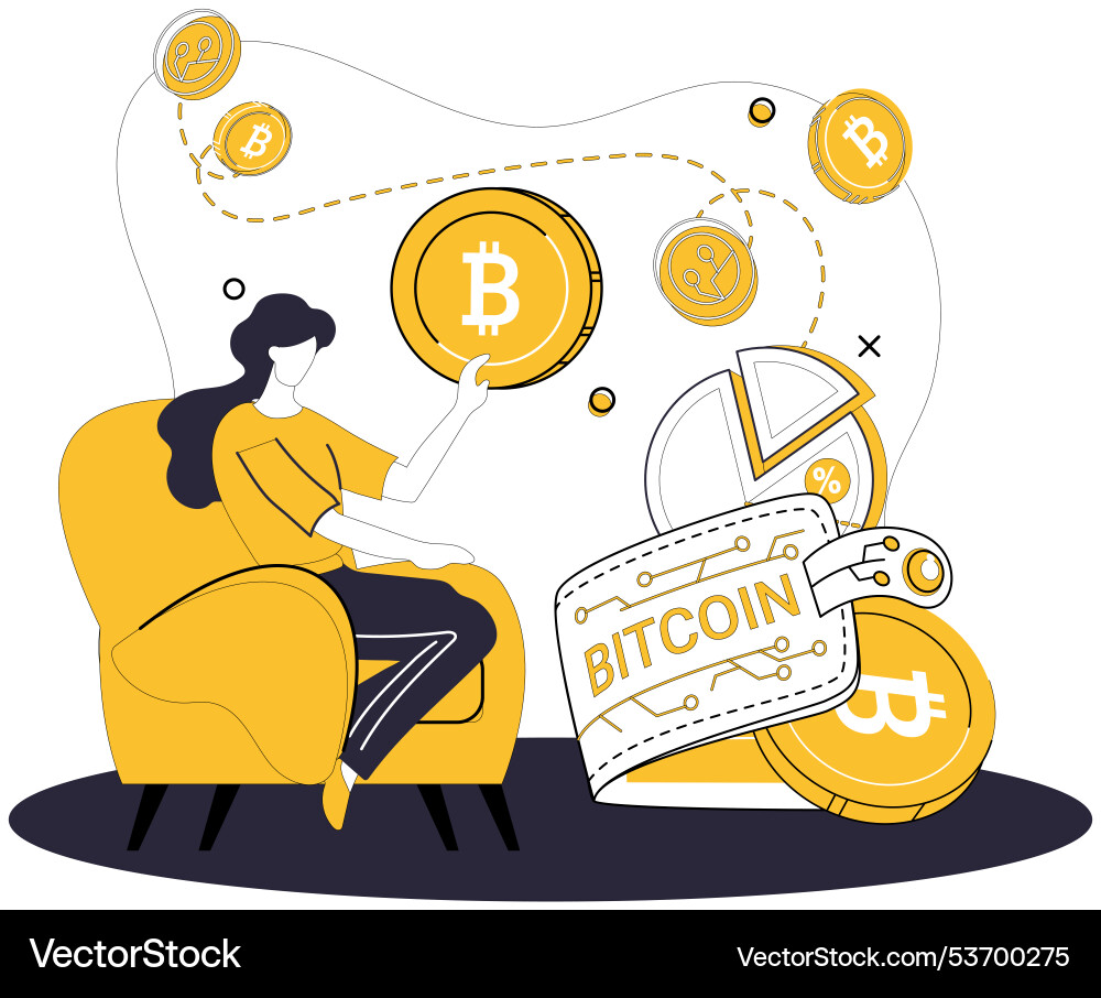 Bitcoin wallet online transactions thrive through Bitcoin wallet online transactions thrive through vector image