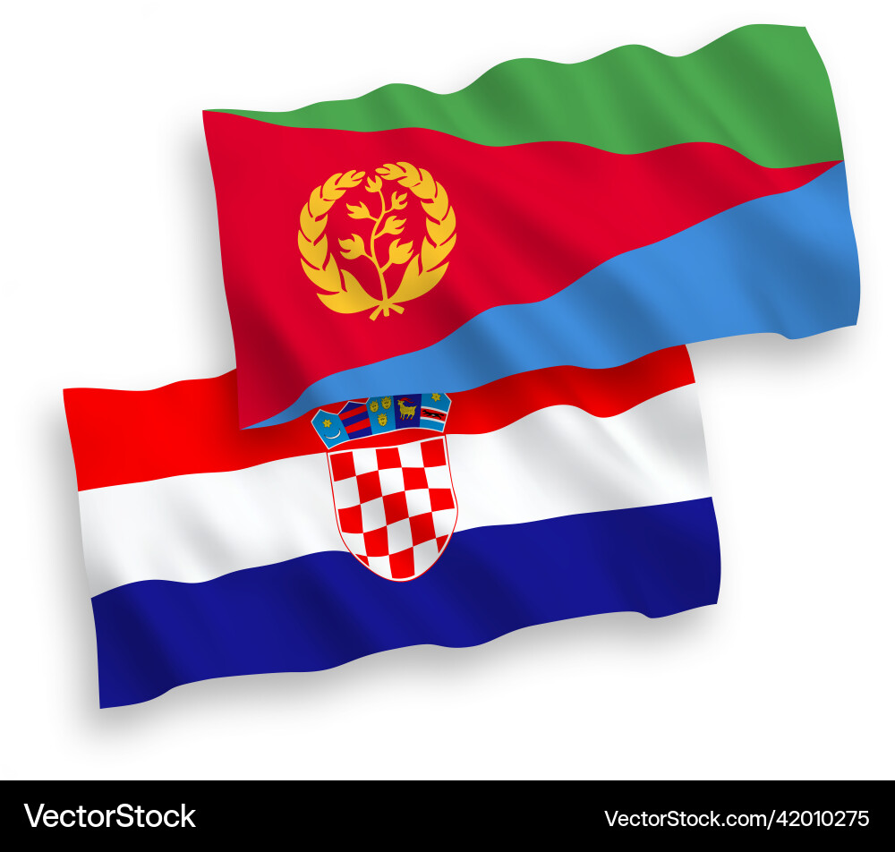 Flags of eritrea and croatia on a white background Flags of eritrea and croatia on a white background vector image