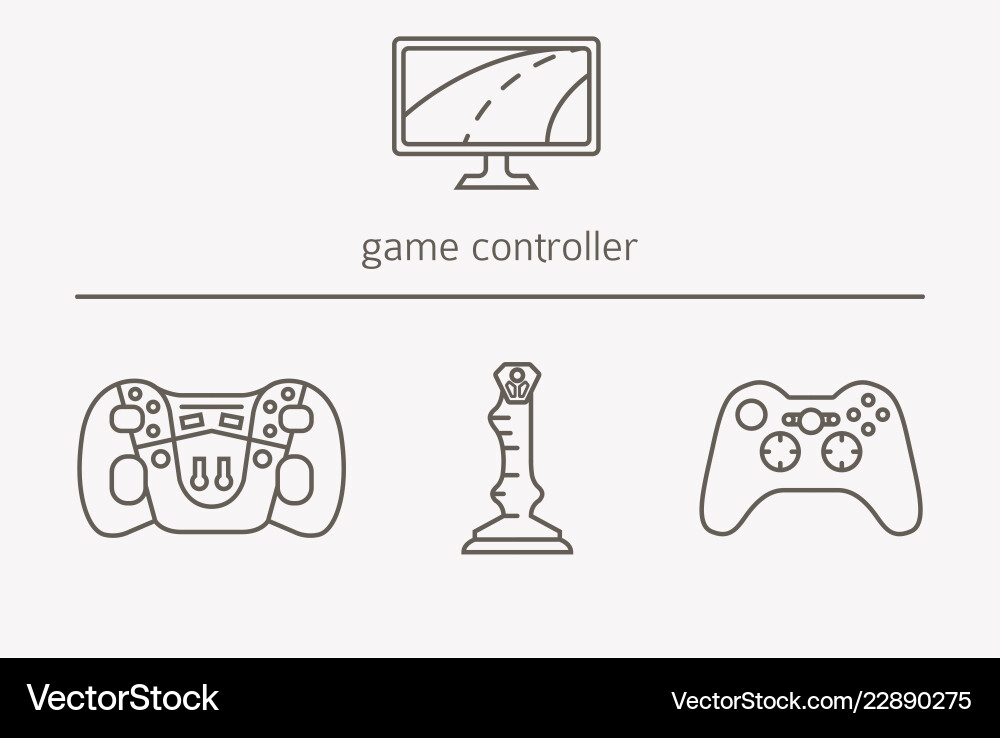 Game controller thin line icons Game controller thin line icons vector image