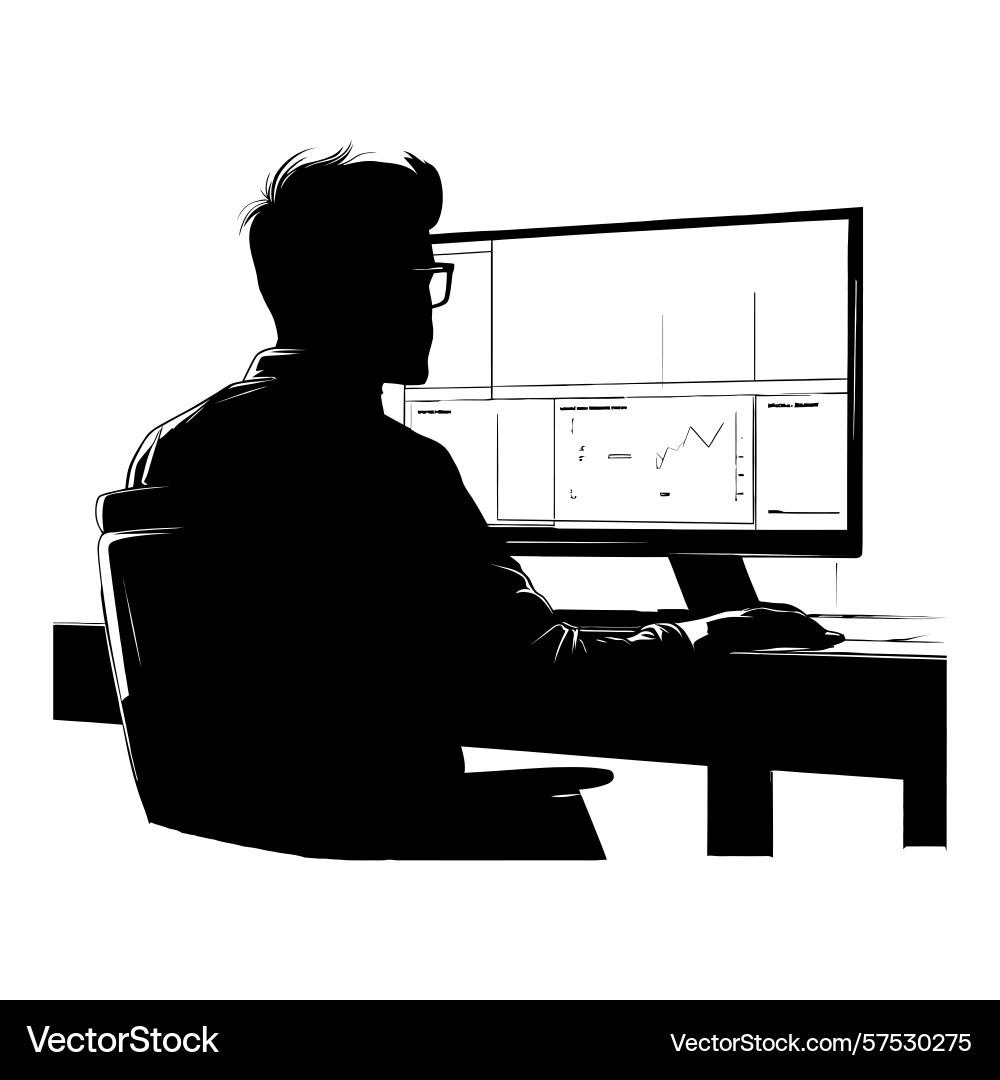 Ingenieur Analyse von Daten auf einem Computer Ingenieur Analyse von Daten auf einem Computer vektorbild