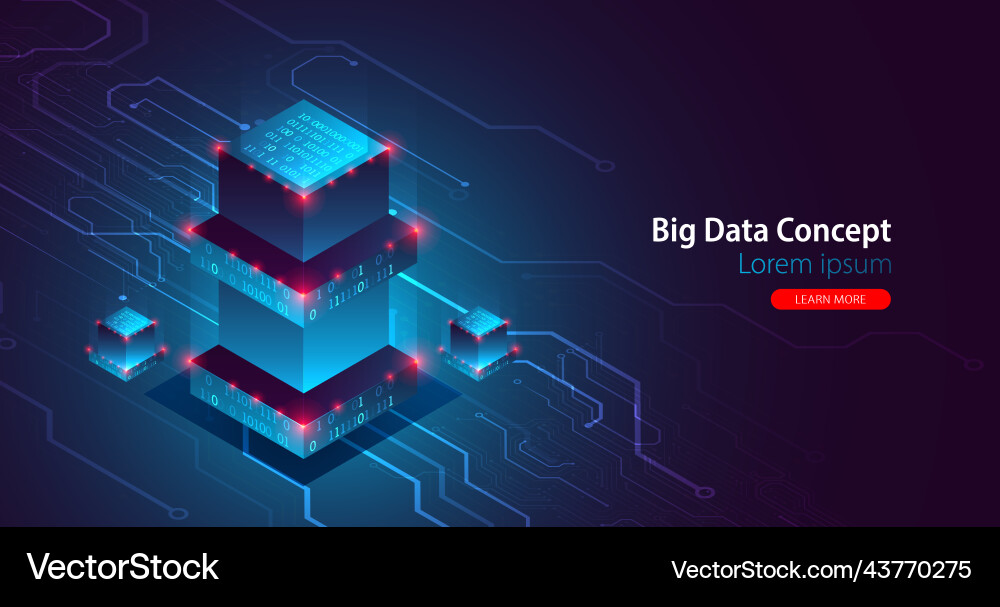Isometric big data flow processing concept Isometric big data flow processing concept vector image