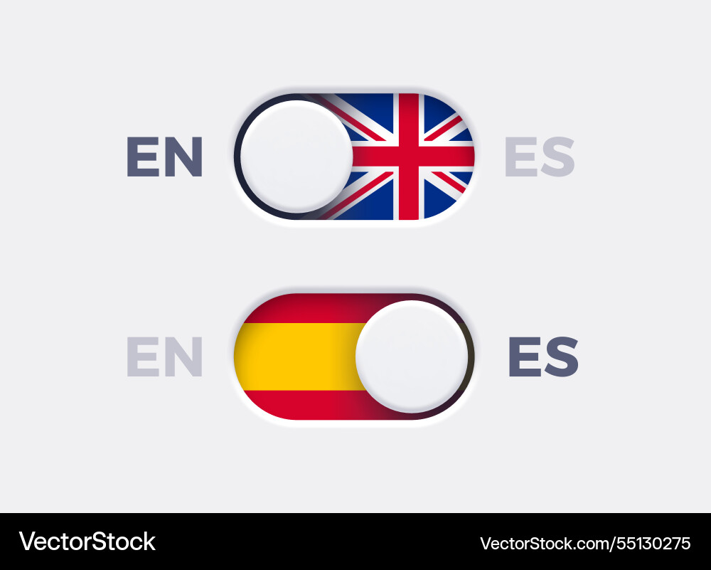 Language mode toggle switch buttons Language mode toggle switch buttons vector image