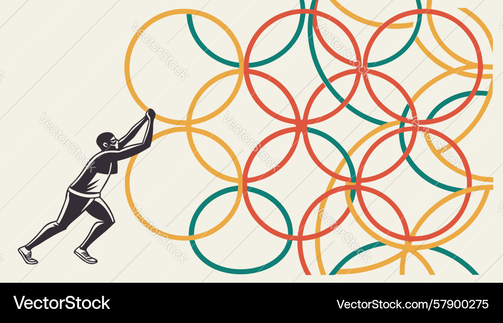Man pulling concentric circles symbolizing effort Vector Image
