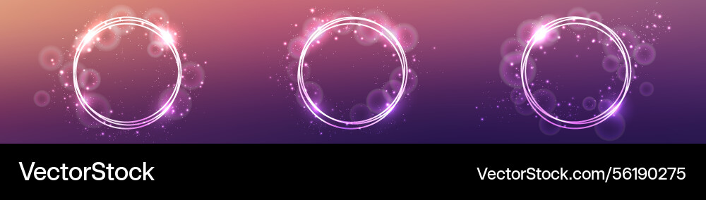 Neon round frame with shining effects and sparkles Neon round frame with shining effects and sparkles vector image