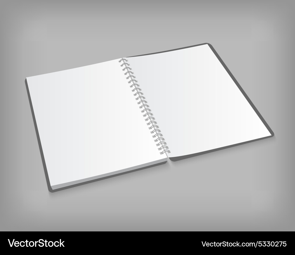 Open Spiral Notebook on Gray Background vector image