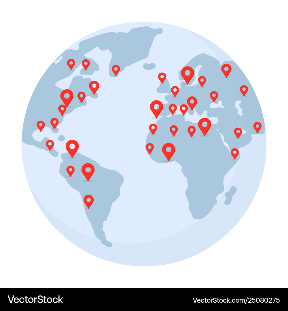Planet earth with pointer marks vector image