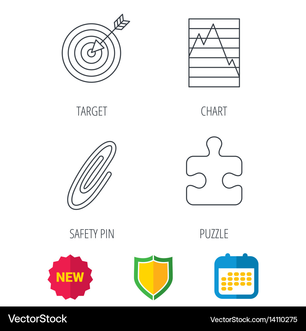 Puzzle graph charts and target icons vector image