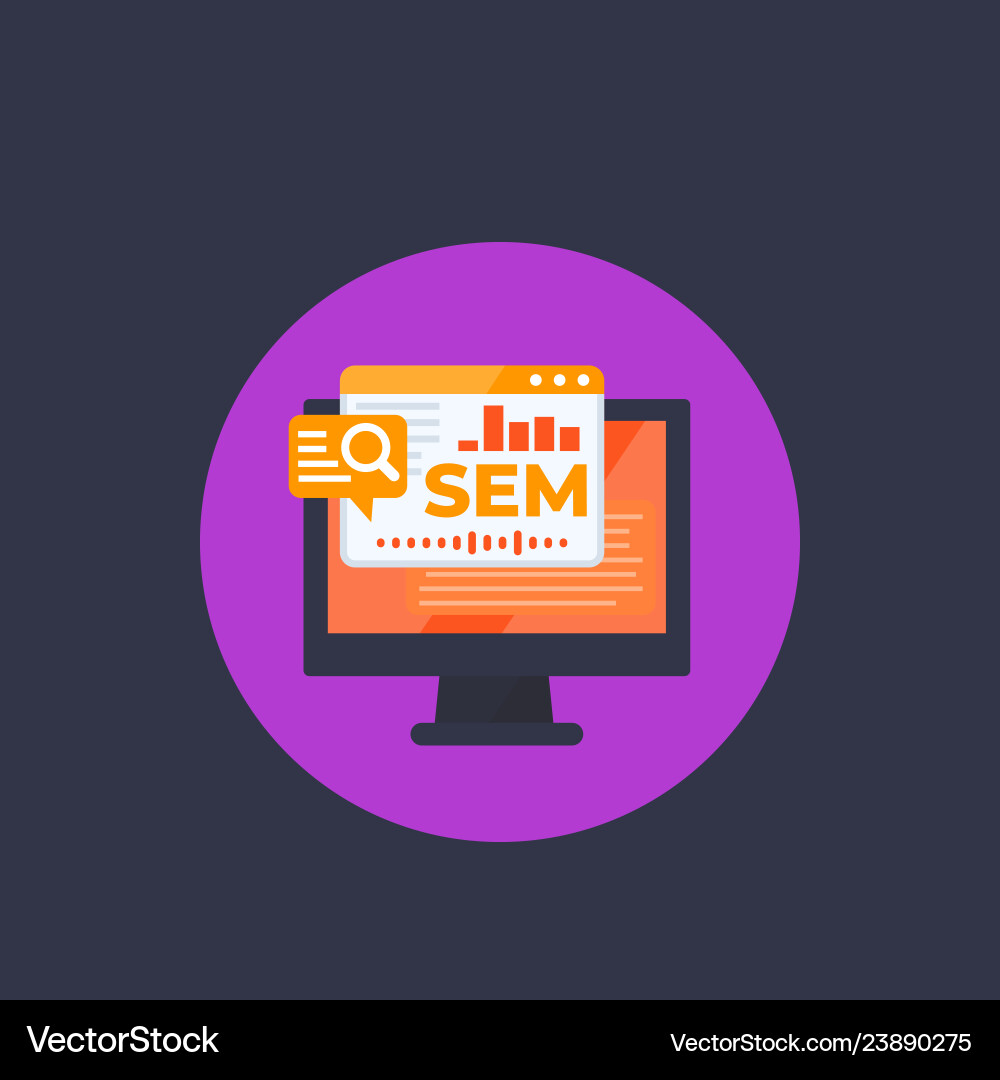 Sem search engine marketing web analytics Sem search engine marketing web analytics vector image