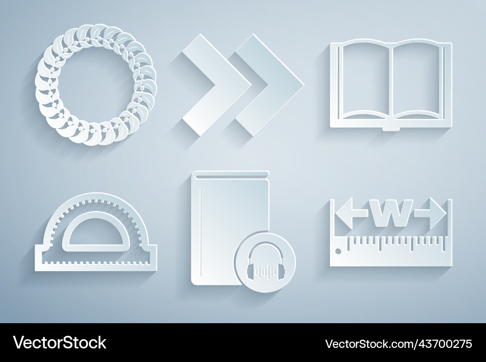 Set audio book open protractor grid measuring Set audio book open protractor grid measuring vector image