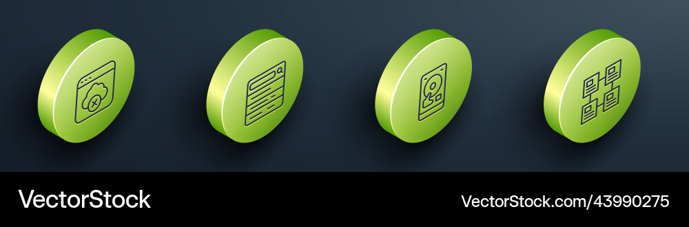 Set isometric line failed access cloud storage Set isometric line failed access cloud storage Vector Image