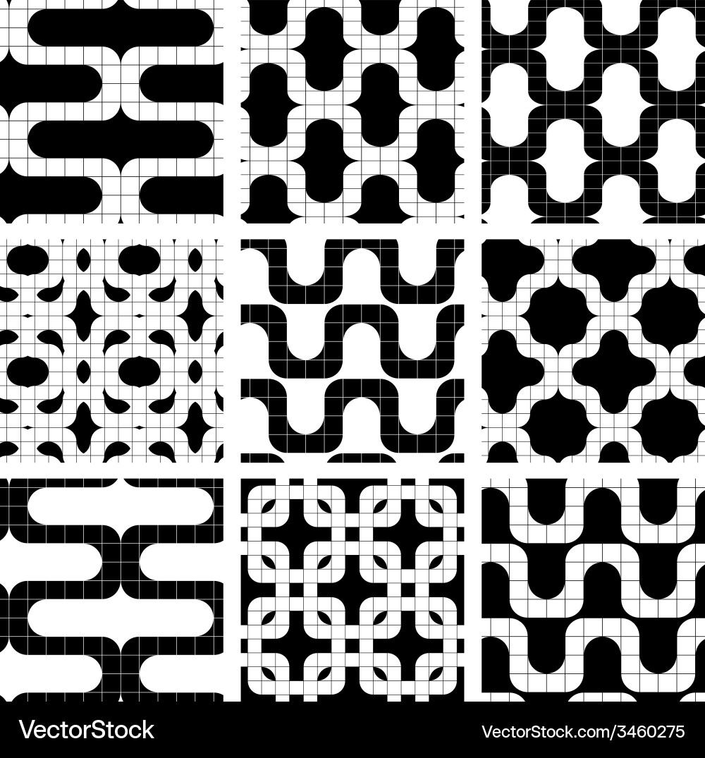 Set of grate seamless patterns with geometric Vector Image