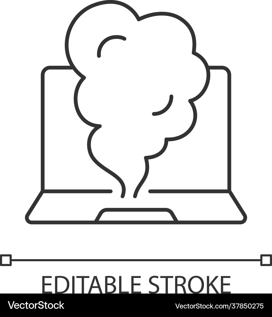 Smoking computer linear icon Smoking computer linear icon vector image