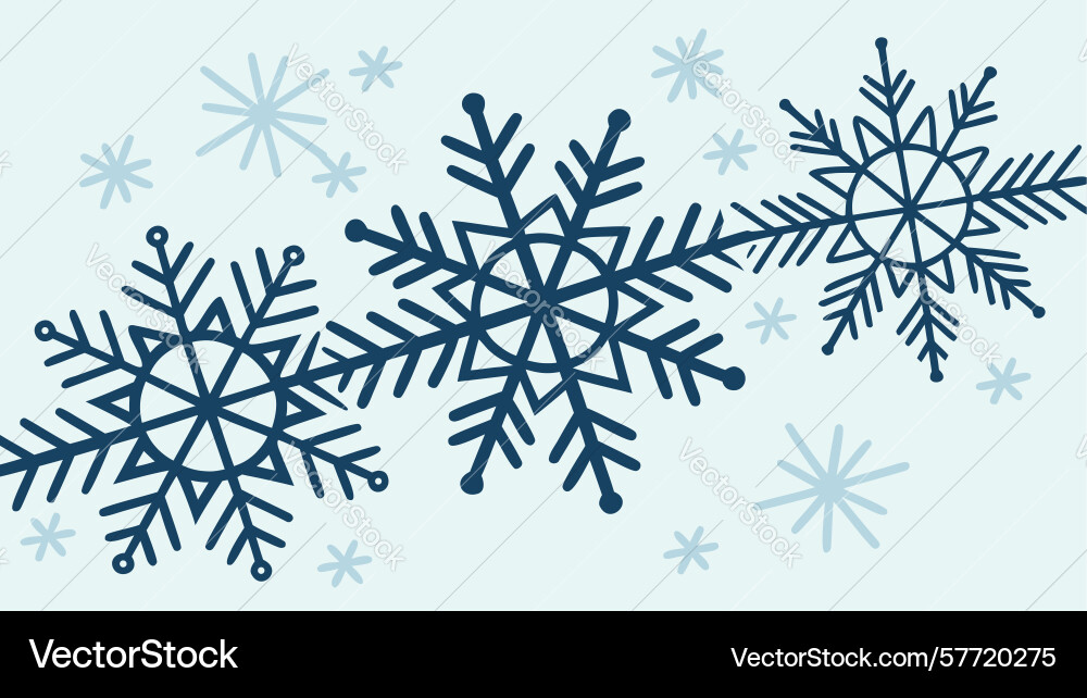 Winter snowflake pattern on blue background Vector Image