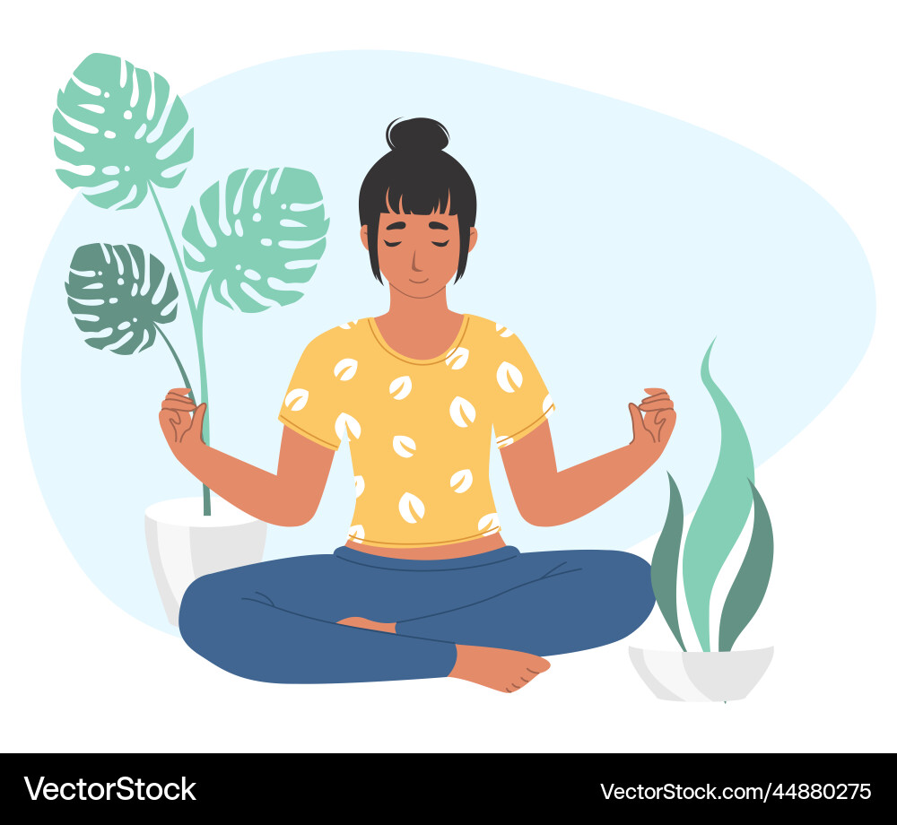 Woman in lotus position practice meditation Woman in lotus position practice meditation vector image