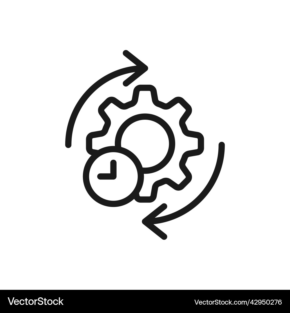 Agile process line icon gear and arrow Agile process line icon gear and arrow vector image