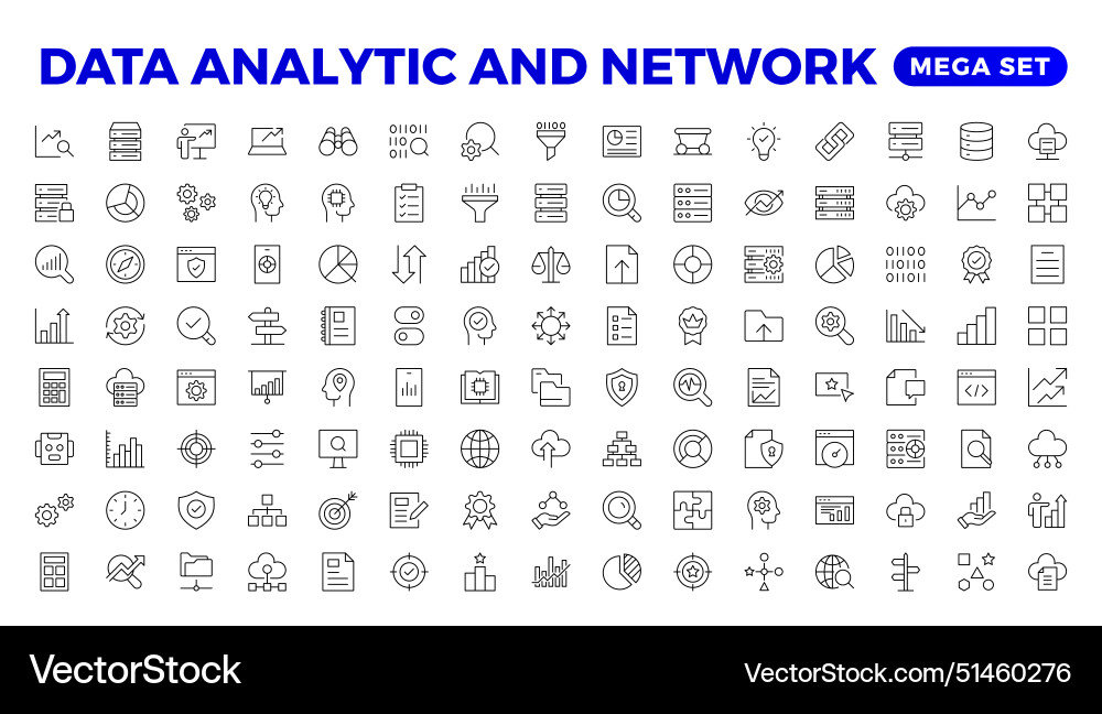 Big data analysis thin line icon set Big data analysis thin line icon set vector image