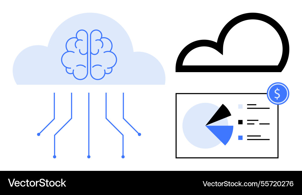 Brain-powered cloud computing with data Brain-powered cloud computing with data vector image
