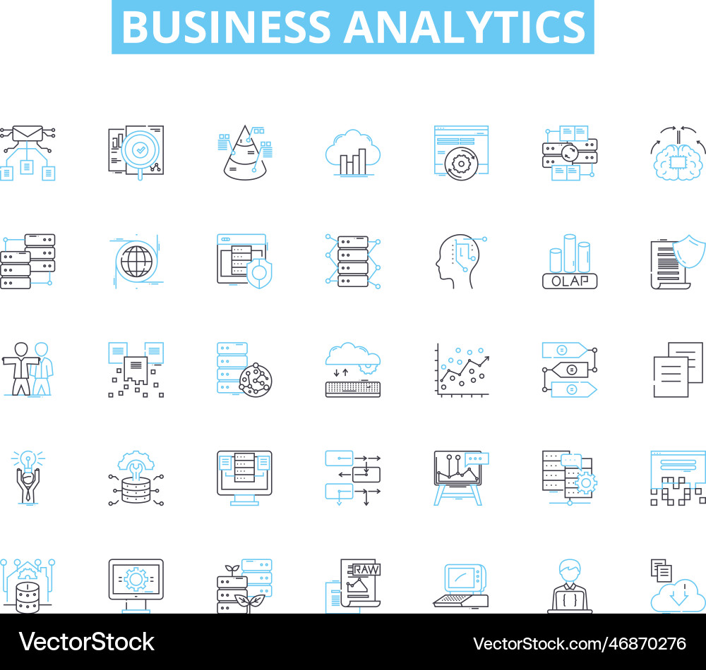 Business analytics linear icons set data-driven Business analytics linear icons set data-driven vector image