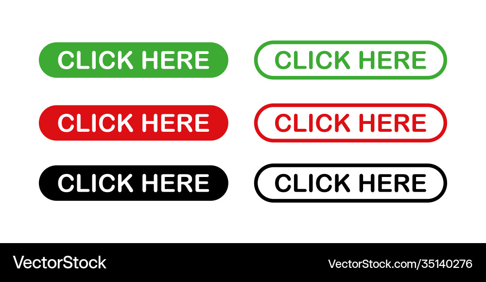 Click here web button isolated elements vector image