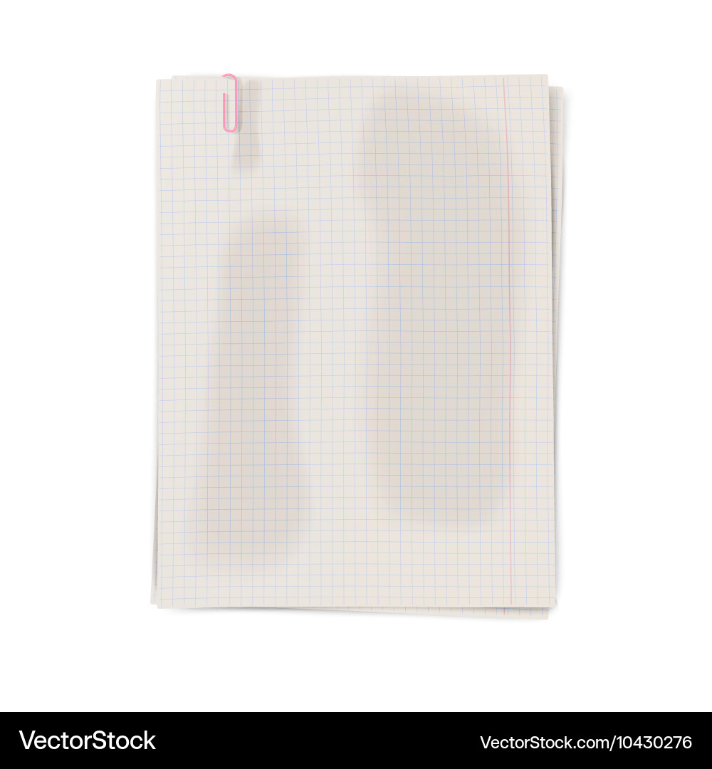 Clipped pile of squared sheets notebook paper vector image