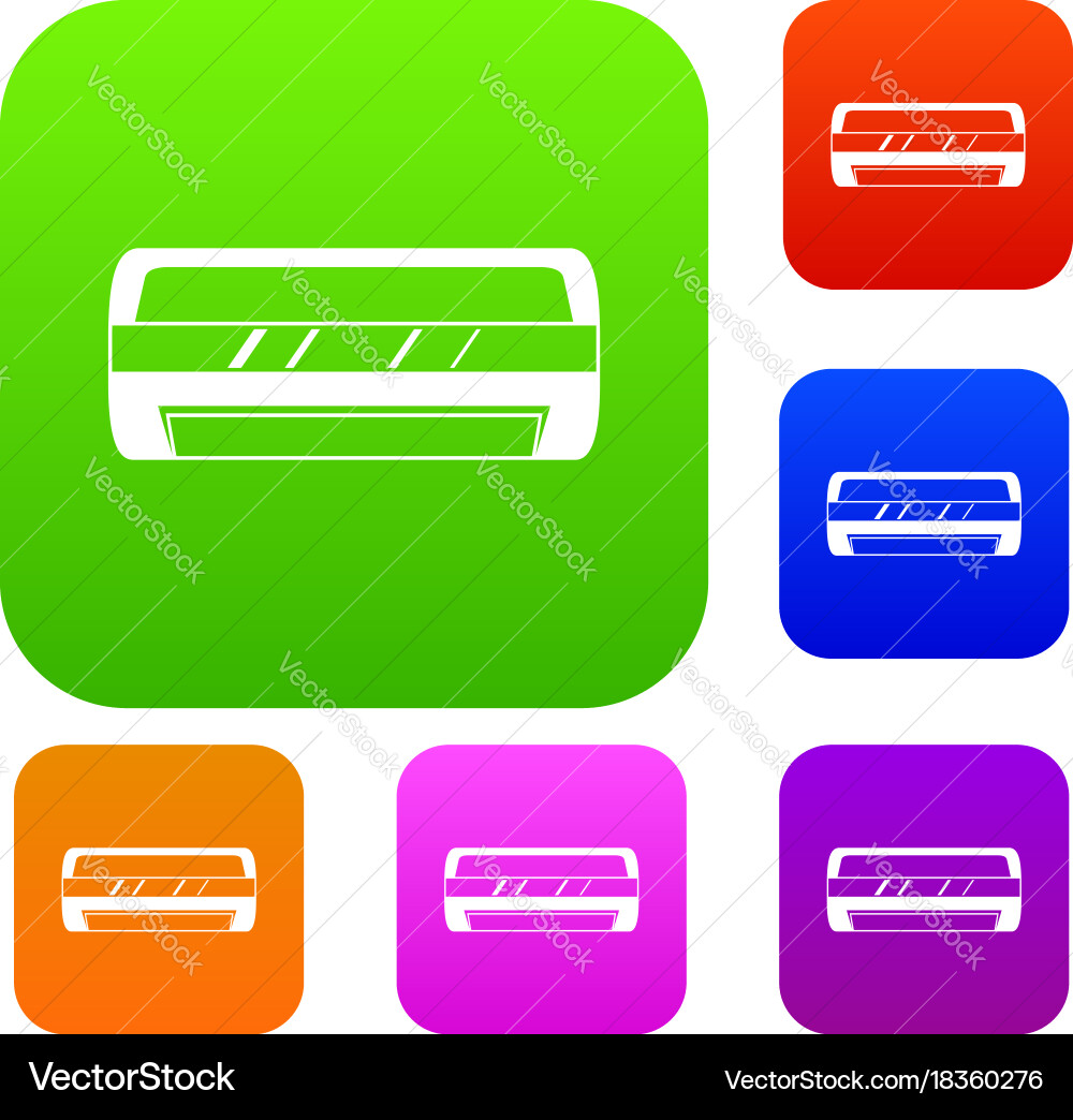 Conditioning split system set color collection Vector Image
